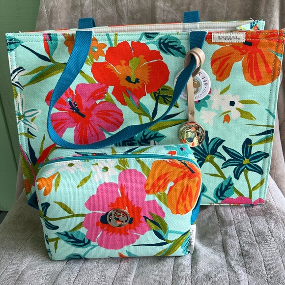 SPARTINA 449 MORELAND MARKET TOTE & COSMETIC BAG SET NEW W/ TAGS - Picture 2 of 15